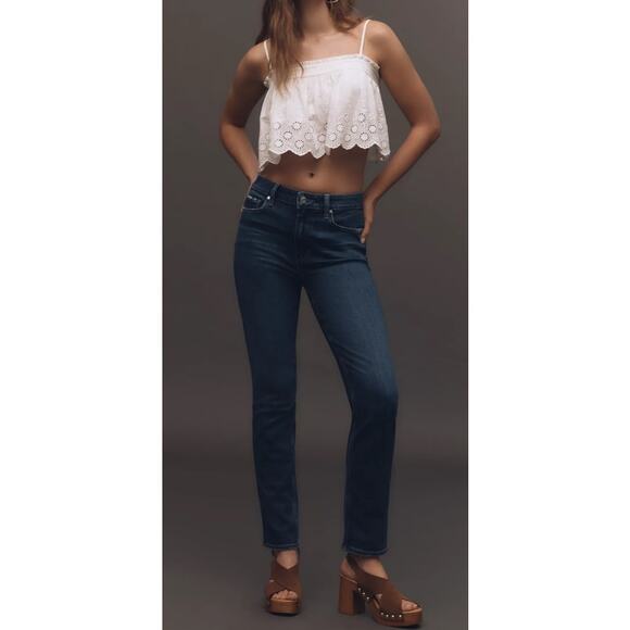 PAIGE Anthropologie Cindy Dark Wash Straight Leg Jean Size 27 $239 Retail - Picture 1 of 11